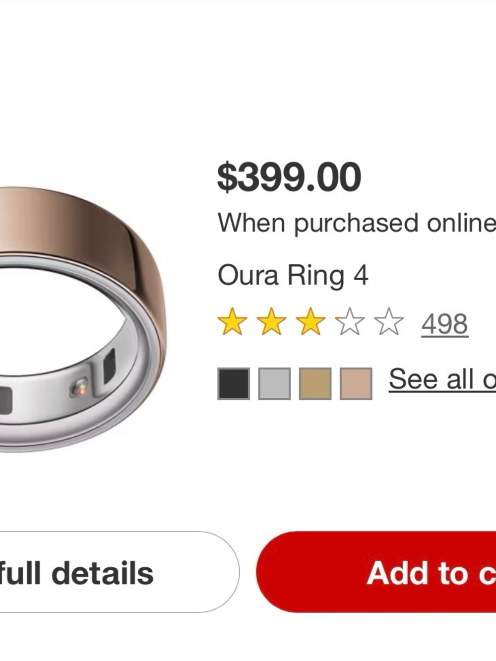Oura Ring 4 Smart Ring size 9- Rose Gold